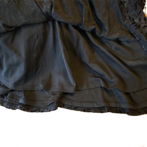 Y2K Velvet Burnout Babydoll Top Sz L Black Sheer Fairy Grunge Whimisgoth - Picture 10 of 14